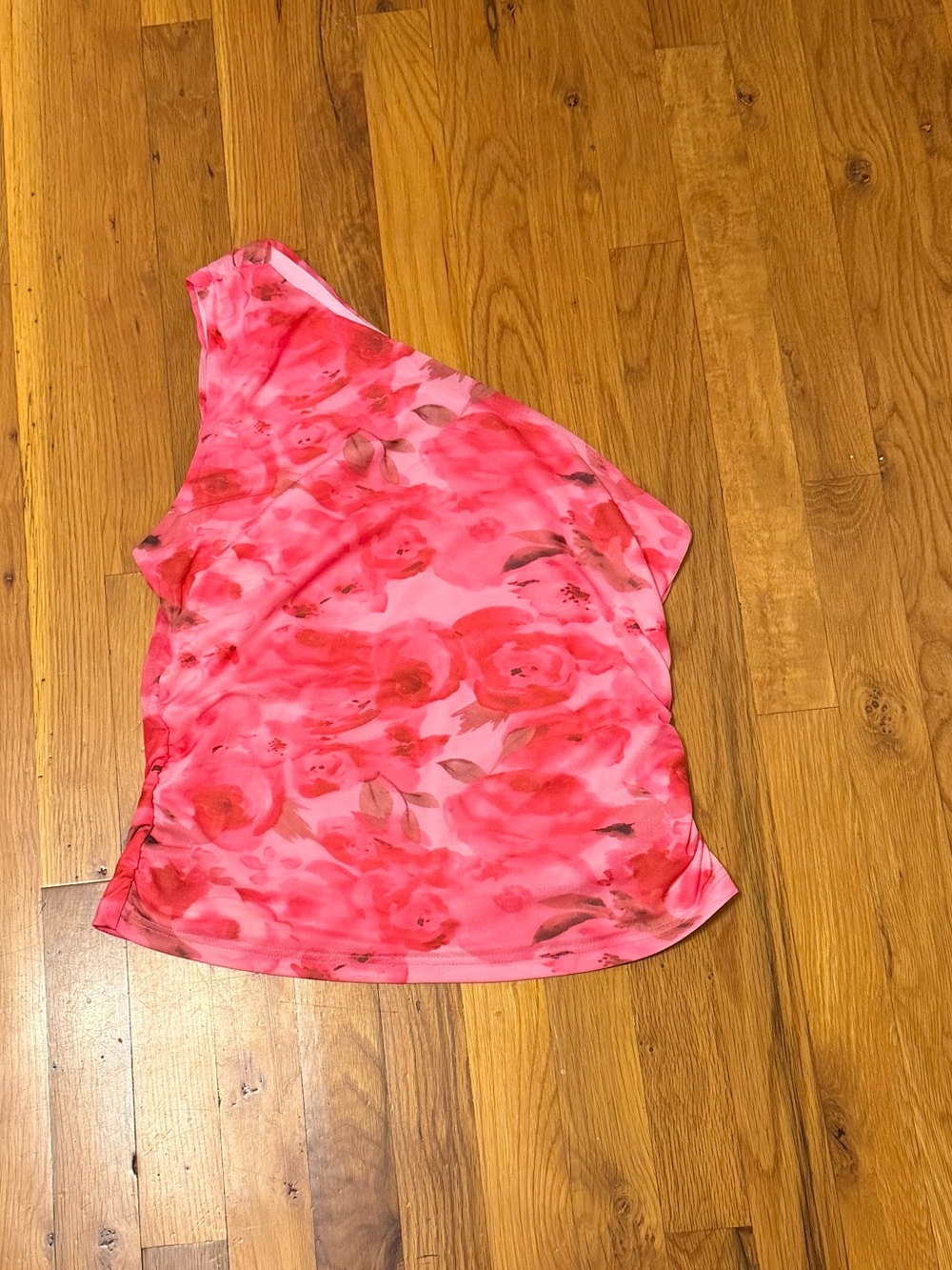One-Shoulder Y2K Pink Floral Tank Top